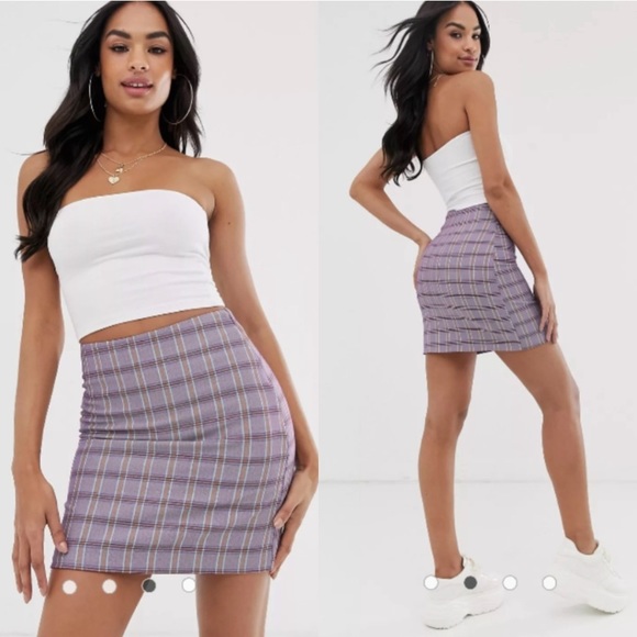 ASOS Dresses & Skirts - ASOS Purple Checkered Plaid Mini Skirt
